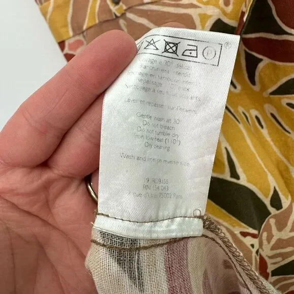 Sezane Women’s Mathilda Linen Blend Wrap Midi Dress Multicolor Tropical Floral - Picture 6 of 11